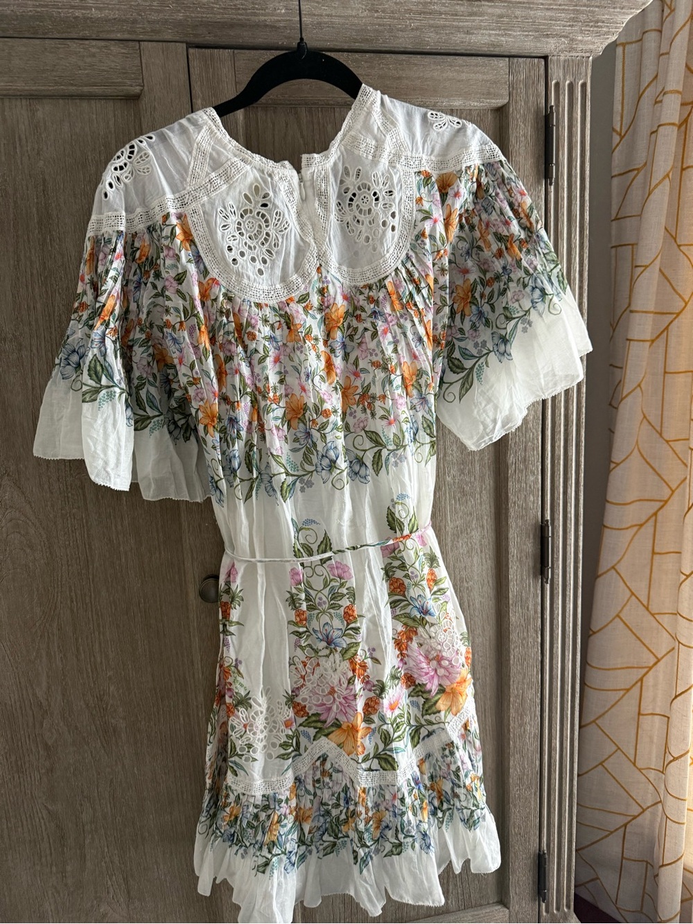 NWT FARM Rio White Floral Eyelet Tie-Waist Mini Dress - Picture 6 of 9